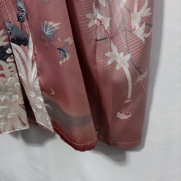 Floral Silky Floral Kimono Robe Womens XL Pink Made in Japan Retro 90s Y2K - Picture 3 of 8